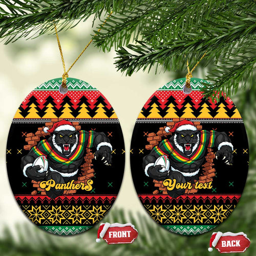 Merry Panther Roar Personalized Ceramic Ornament Christmas Rugby League Spirit - Aussie Hoodie