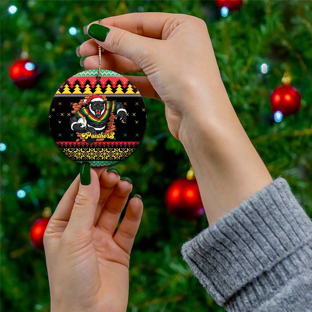 Merry Panther Roar Personalized Ceramic Ornament Christmas Rugby League Spirit - Aussie Hoodie