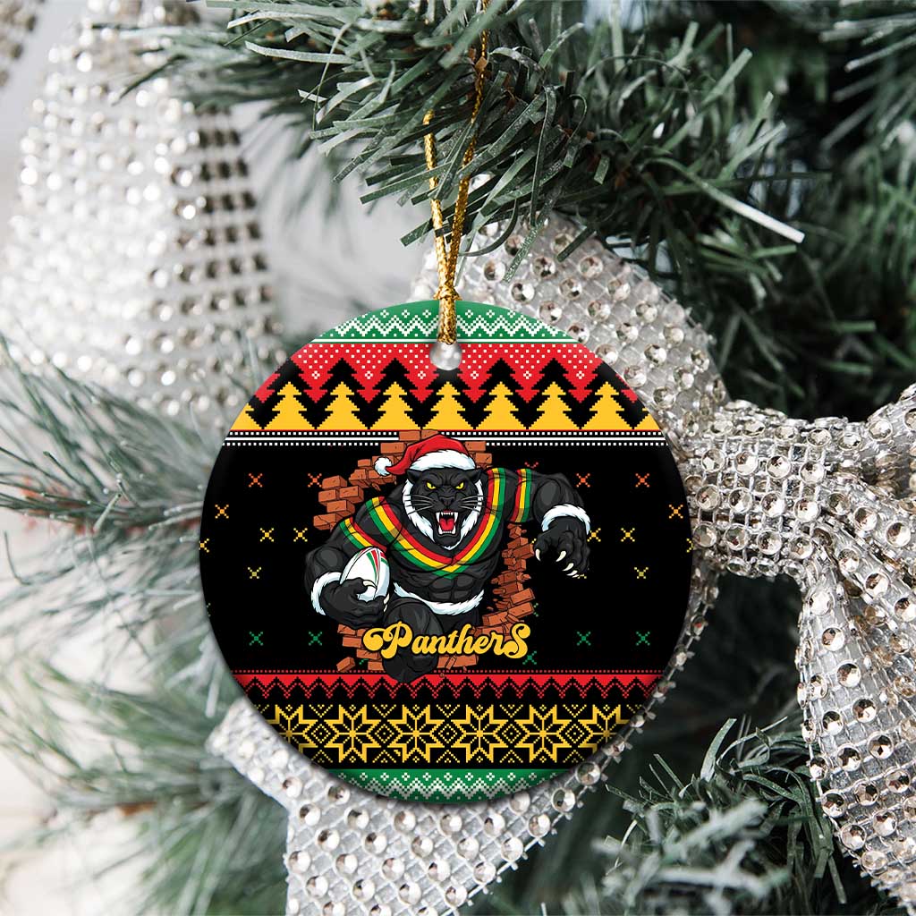 Merry Panther Roar Personalized Ceramic Ornament Christmas Rugby League Spirit - Aussie Hoodie