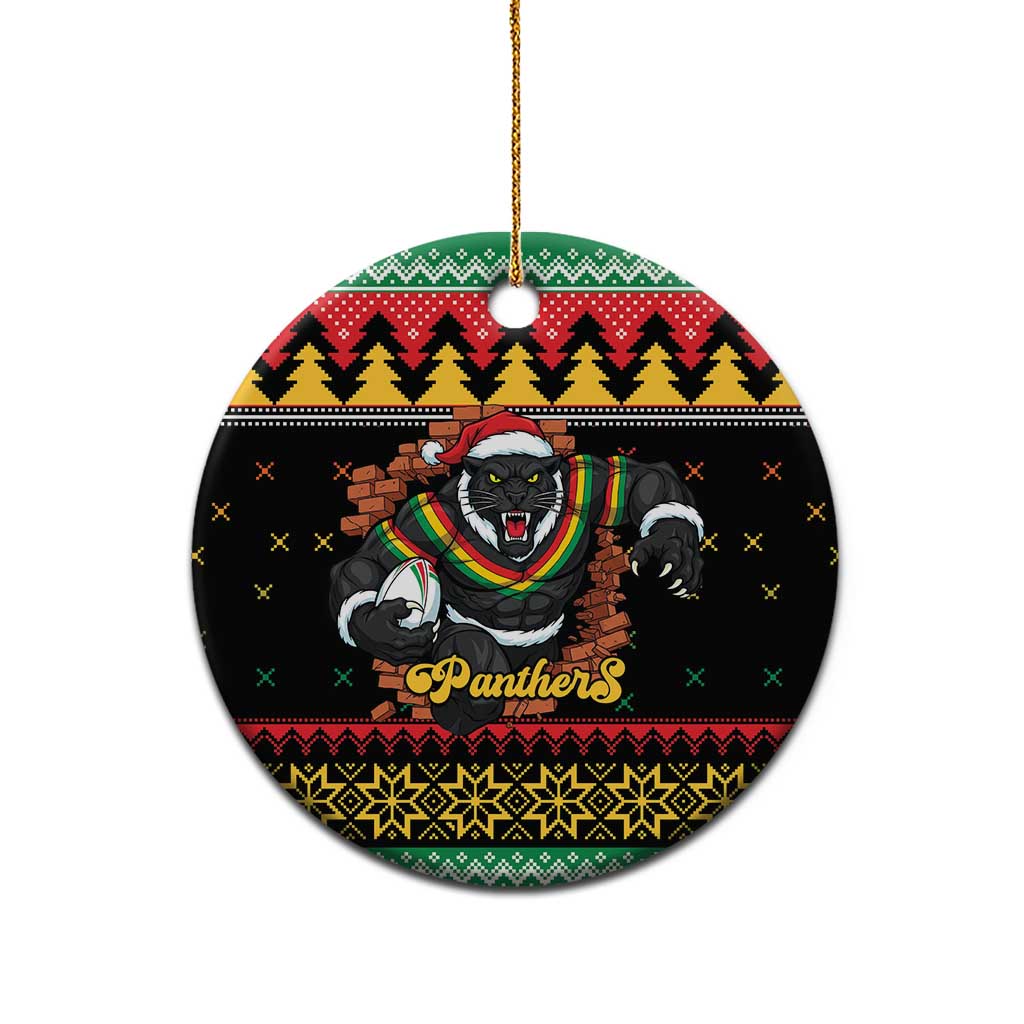 Merry Panther Roar Personalized Ceramic Ornament Christmas Rugby League Spirit - Aussie Hoodie