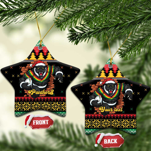 Merry Panther Roar Personalized Ceramic Ornament Christmas Rugby League Spirit - Aussie Hoodie