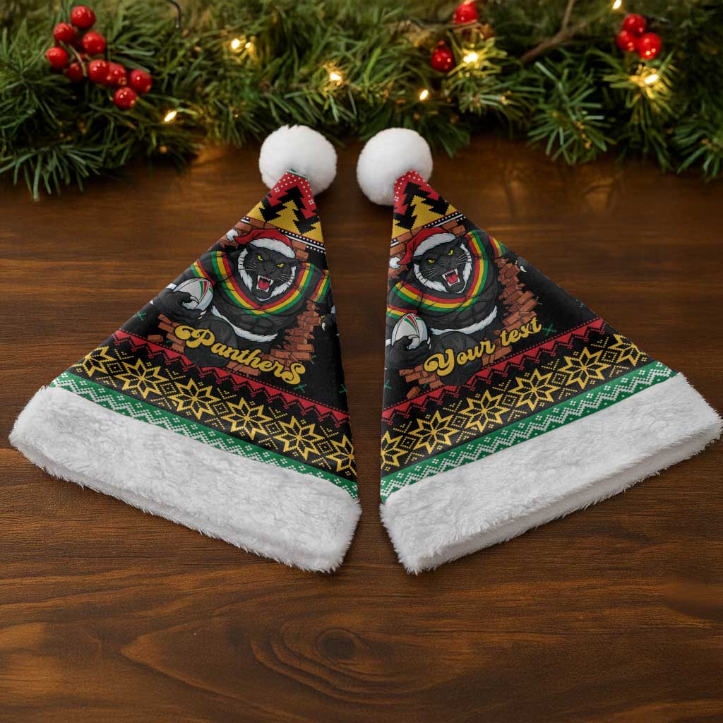 Merry Panther Roar Personalized Christmas Santa Hat Christmas Rugby League Spirit - Aussie Hoodie