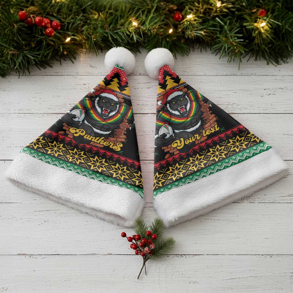 Merry Panther Roar Personalized Christmas Santa Hat Christmas Rugby League Spirit - Aussie Hoodie