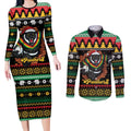 Merry Panther Roar Personalized Couples Matching Long Sleeve Bodycon Dress and Long Sleeve Button Shirt Christmas Rugby League Spirit - Aussie Hoodie