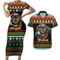 Merry Panther Roar Personalized Couples Matching Short Sleeve Bodycon Dress and Hawaiian Shirt Christmas Rugby League Spirit - Aussie Hoodie
