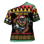 Merry Panther Roar Personalized Cross Shoulder Shirt Christmas Rugby League Spirit - Aussie Hoodie