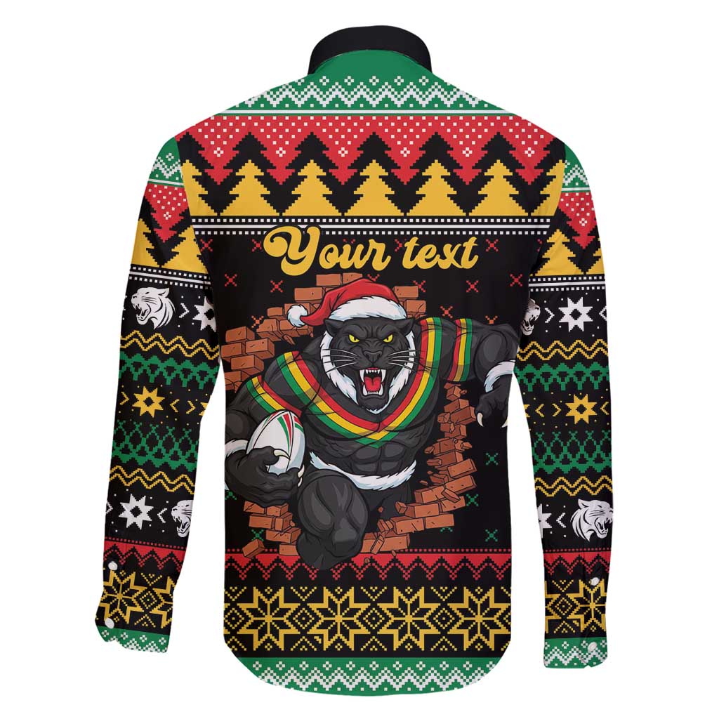 Merry Panther Roar Personalized Family Matching Long Sleeve Bodycon Dress and Hawaiian Shirt Christmas Rugby League Spirit - Aussie Hoodie