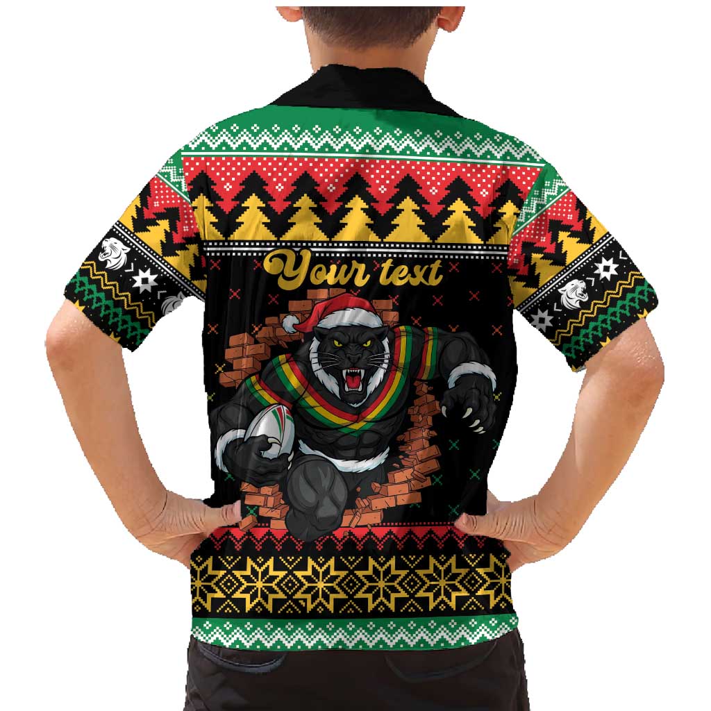 Merry Panther Roar Personalized Family Matching Mermaid Dress and Hawaiian Shirt Christmas Rugby League Spirit - Aussie Hoodie