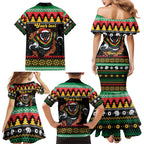 Merry Panther Roar Personalized Family Matching Mermaid Dress and Hawaiian Shirt Christmas Rugby League Spirit - Aussie Hoodie