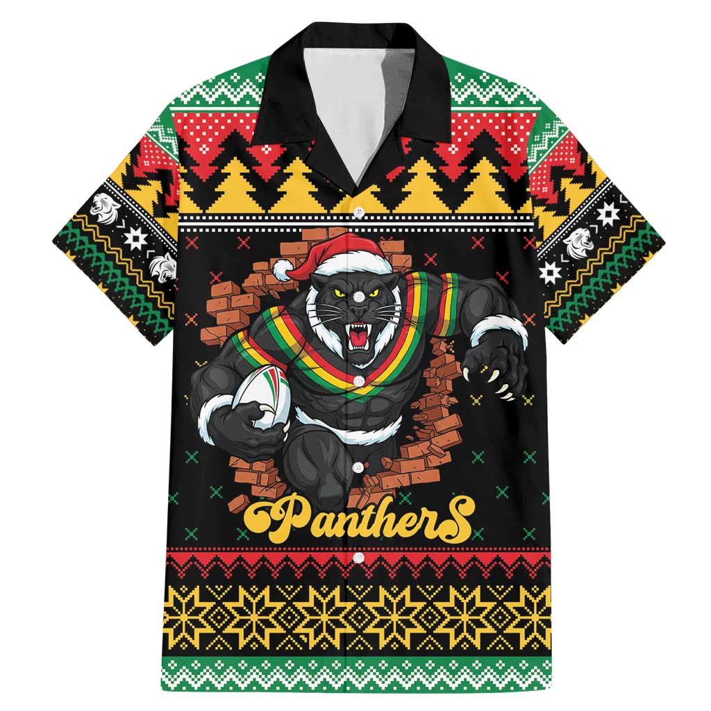 Merry Panther Roar Personalized Family Matching Mermaid Dress and Hawaiian Shirt Christmas Rugby League Spirit - Aussie Hoodie