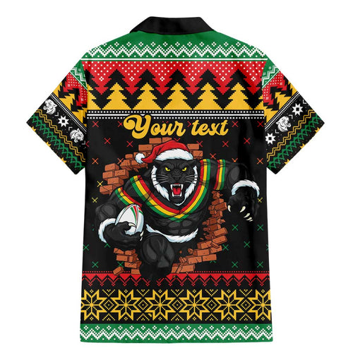 Merry Panther Roar Personalized Family Matching Mermaid Dress and Hawaiian Shirt Christmas Rugby League Spirit - Aussie Hoodie