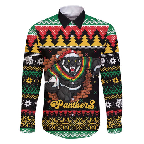 Merry Panther Roar Personalized Family Matching Mermaid Dress and Hawaiian Shirt Christmas Rugby League Spirit - Aussie Hoodie