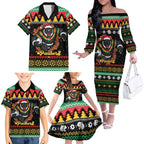 Merry Panther Roar Personalized Family Matching Off The Shoulder Long Sleeve Dress and Hawaiian Shirt Christmas Rugby League Spirit - Aussie Hoodie