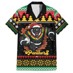 Merry Panther Roar Personalized Family Matching Off The Shoulder Long Sleeve Dress and Hawaiian Shirt Christmas Rugby League Spirit - Aussie Hoodie