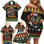 Merry Panther Roar Personalized Family Matching Off Shoulder Short Dress and Hawaiian Shirt Christmas Rugby League Spirit - Aussie Hoodie
