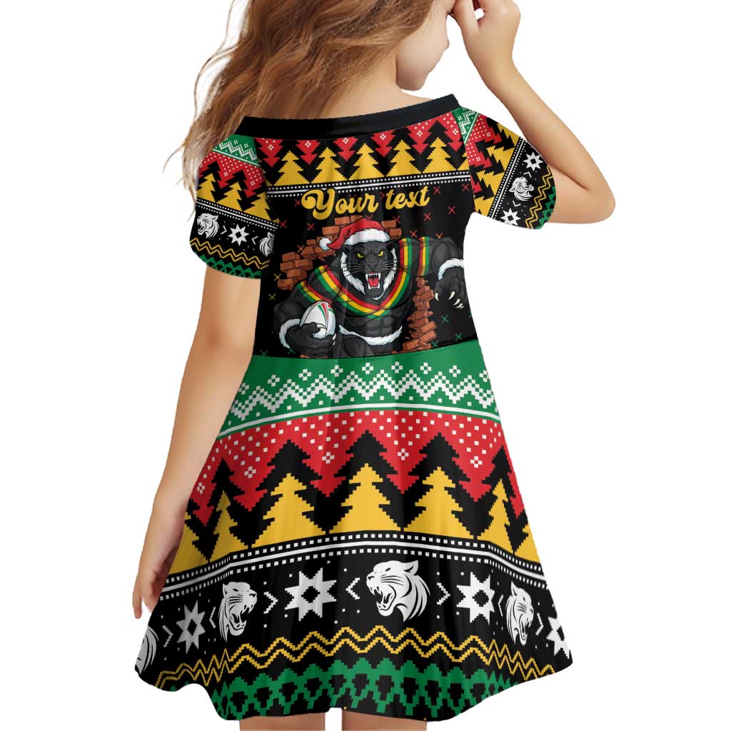 Merry Panther Roar Personalized Family Matching Off Shoulder Short Dress and Hawaiian Shirt Christmas Rugby League Spirit - Aussie Hoodie