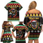 Merry Panther Roar Personalized Family Matching Off Shoulder Short Dress and Hawaiian Shirt Christmas Rugby League Spirit - Aussie Hoodie