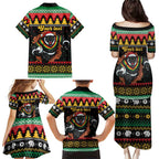 Merry Panther Roar Personalized Family Matching Puletasi and Hawaiian Shirt Christmas Rugby League Spirit - Aussie Hoodie