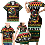 Merry Panther Roar Personalized Family Matching Short Sleeve Bodycon Dress and Hawaiian Shirt Christmas Rugby League Spirit - Aussie Hoodie