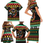 Merry Panther Roar Personalized Family Matching Short Sleeve Bodycon Dress and Hawaiian Shirt Christmas Rugby League Spirit - Aussie Hoodie