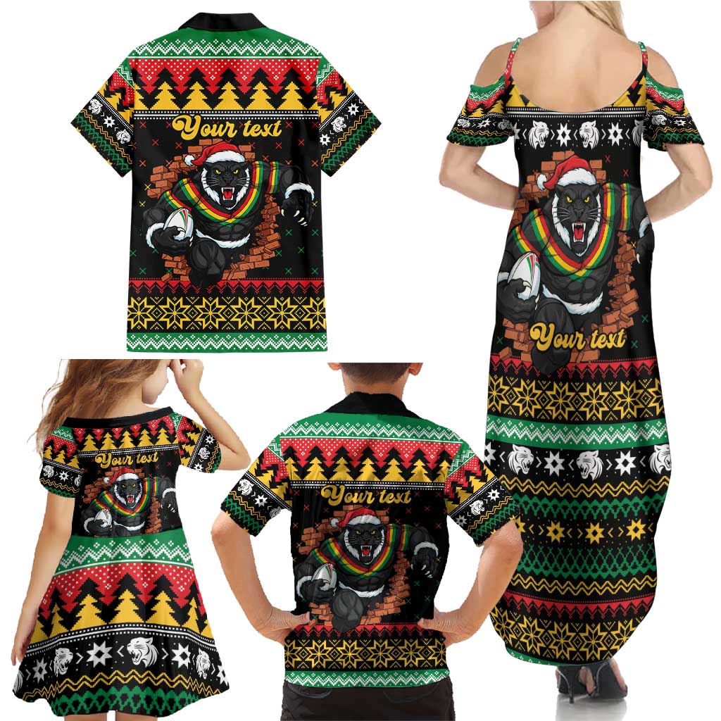 Merry Panther Roar Personalized Family Matching Summer Maxi Dress and Hawaiian Shirt Christmas Rugby League Spirit - Aussie Hoodie