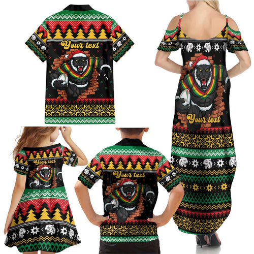 Merry Panther Roar Personalized Family Matching Summer Maxi Dress and Hawaiian Shirt Christmas Rugby League Spirit - Aussie Hoodie