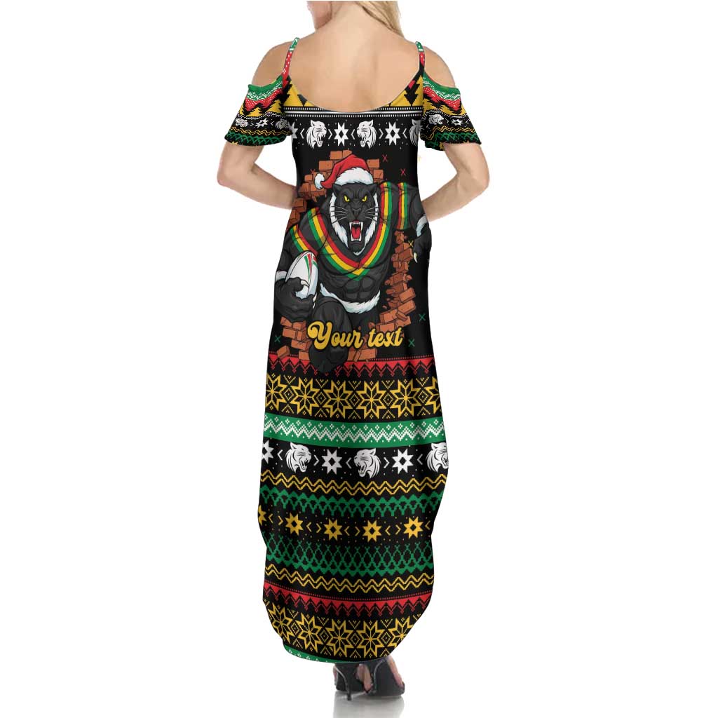Merry Panther Roar Personalized Family Matching Summer Maxi Dress and Hawaiian Shirt Christmas Rugby League Spirit - Aussie Hoodie