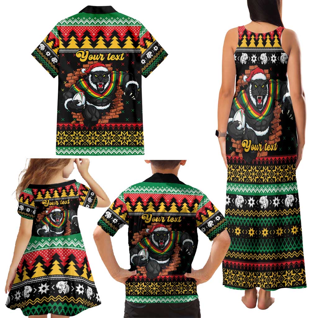 Merry Panther Roar Personalized Family Matching Tank Maxi Dress and Hawaiian Shirt Christmas Rugby League Spirit - Aussie Hoodie