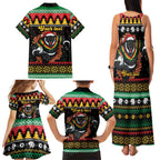 Merry Panther Roar Personalized Family Matching Tank Maxi Dress and Hawaiian Shirt Christmas Rugby League Spirit - Aussie Hoodie