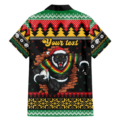 Merry Panther Roar Personalized Family Matching Tank Maxi Dress and Hawaiian Shirt Christmas Rugby League Spirit - Aussie Hoodie
