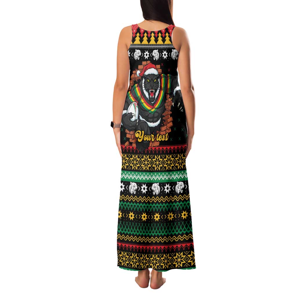 Merry Panther Roar Personalized Family Matching Tank Maxi Dress and Hawaiian Shirt Christmas Rugby League Spirit - Aussie Hoodie