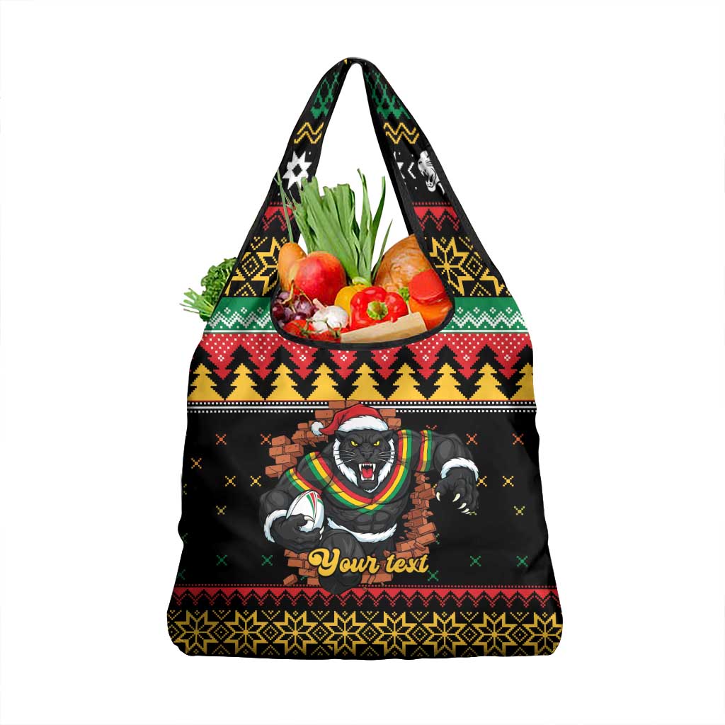 Merry Panther Roar Personalized Grocery Bag Christmas Rugby League Spirit - Aussie Hoodie
