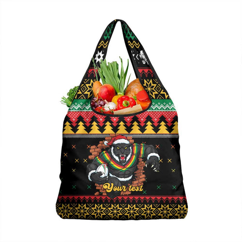 Merry Panther Roar Personalized Grocery Bag Christmas Rugby League Spirit - Aussie Hoodie