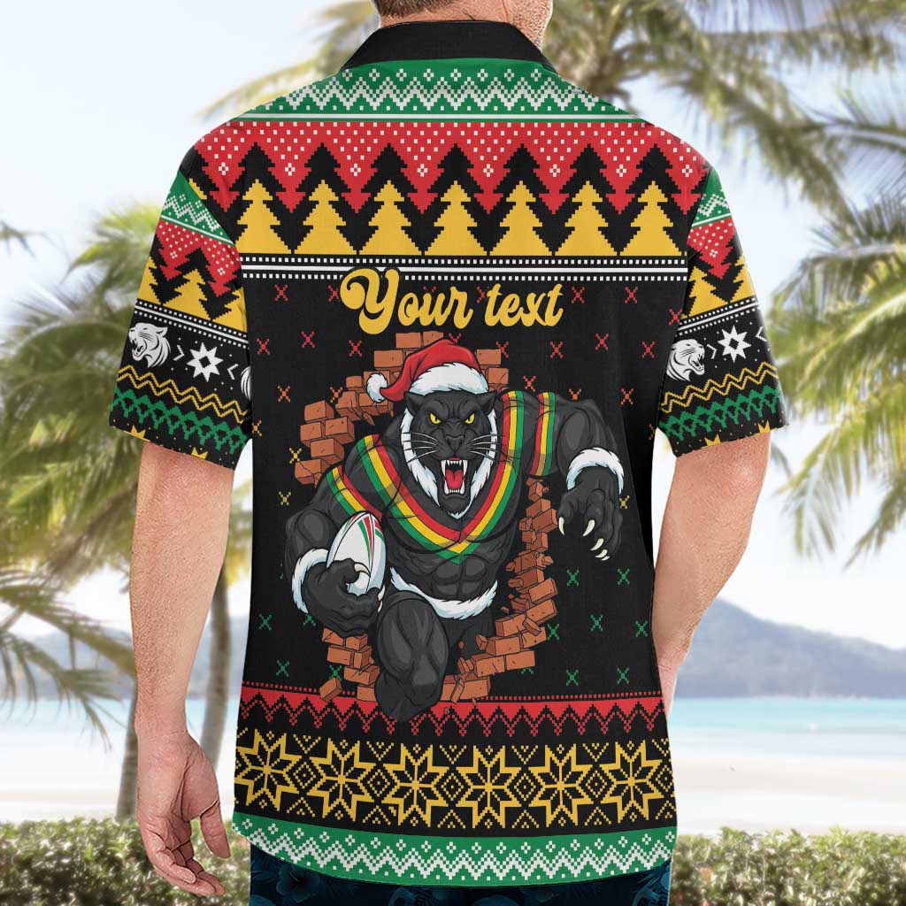 Merry Panther Roar Personalized Hawaiian Shirt Christmas Rugby League Spirit - Aussie Hoodie