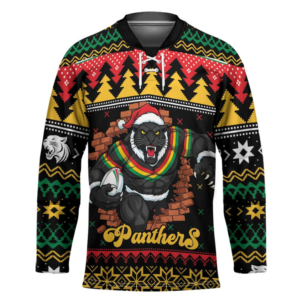 Merry Panther Roar Personalized Hockey Jersey Christmas Rugby League Spirit - Aussie Hoodie