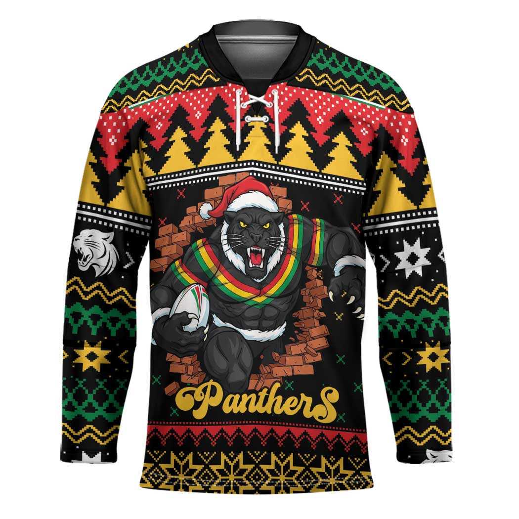 Merry Panther Roar Personalized Hockey Jersey Christmas Rugby League Spirit - Aussie Hoodie