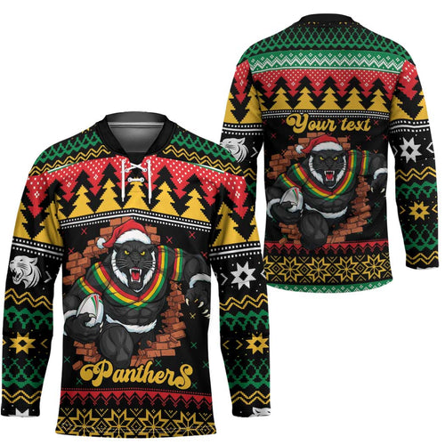 Merry Panther Roar Personalized Hockey Jersey Christmas Rugby League Spirit - Aussie Hoodie