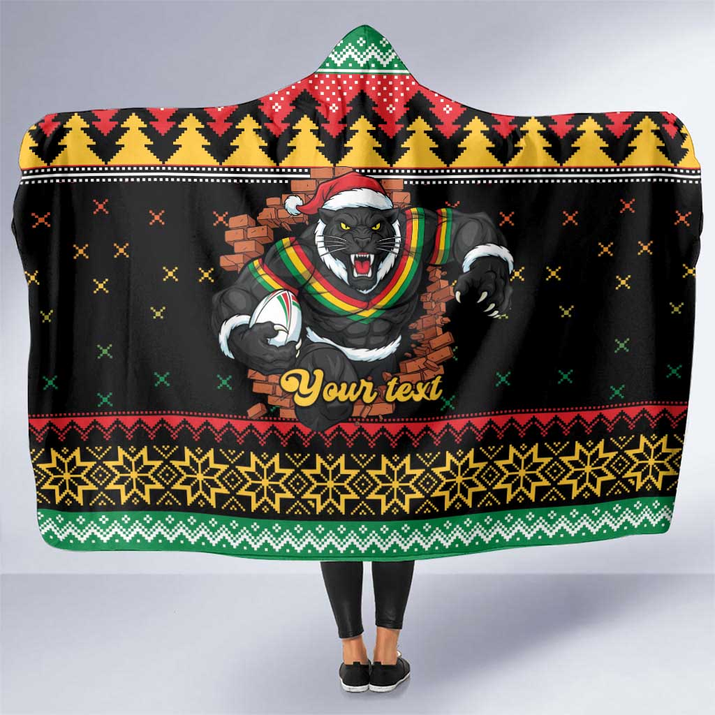 Merry Panther Roar Personalized Hooded Blanket Christmas Rugby League Spirit - Aussie Hoodie