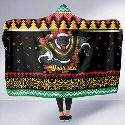 Merry Panther Roar Personalized Hooded Blanket Christmas Rugby League Spirit - Aussie Hoodie
