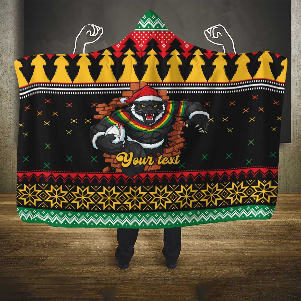 Merry Panther Roar Personalized Hooded Blanket Christmas Rugby League Spirit - Aussie Hoodie