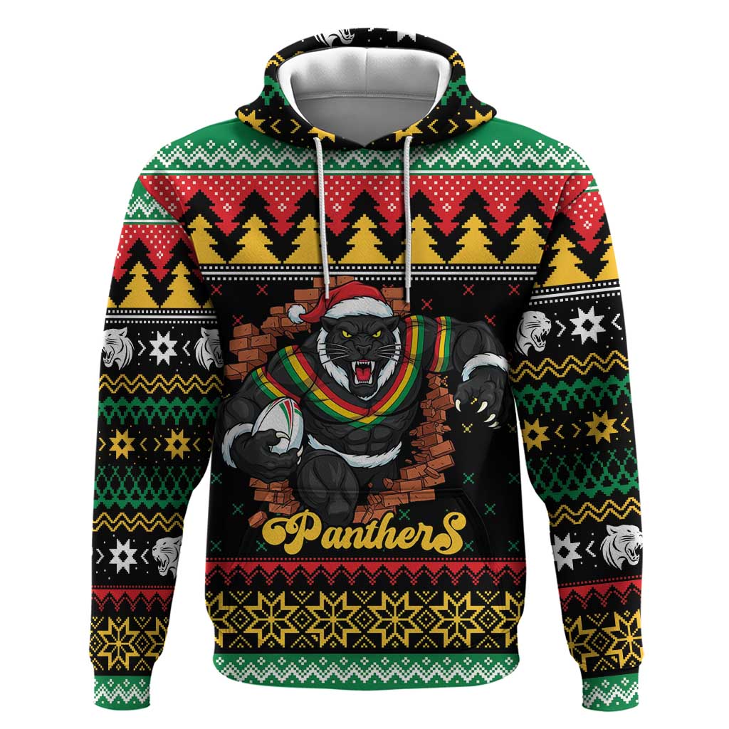 Merry Panther Roar Personalized Hoodie Christmas Rugby League Spirit - Aussie Hoodie