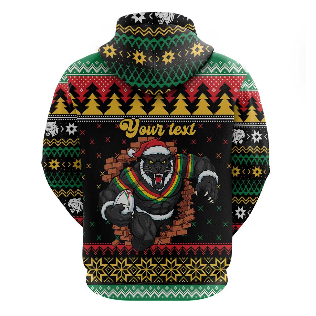 Merry Panther Roar Personalized Hoodie Christmas Rugby League Spirit - Aussie Hoodie