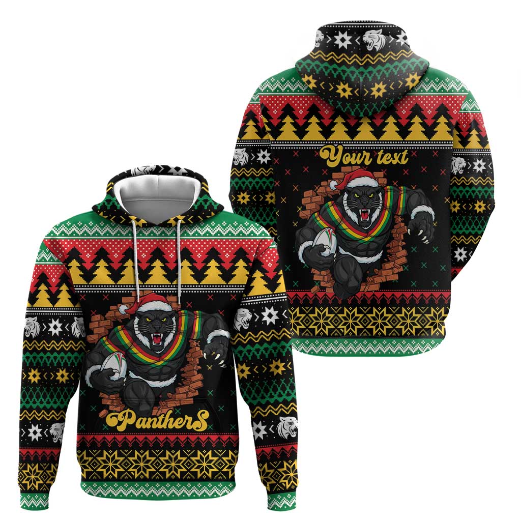 Merry Panther Roar Personalized Hoodie Christmas Rugby League Spirit - Aussie Hoodie