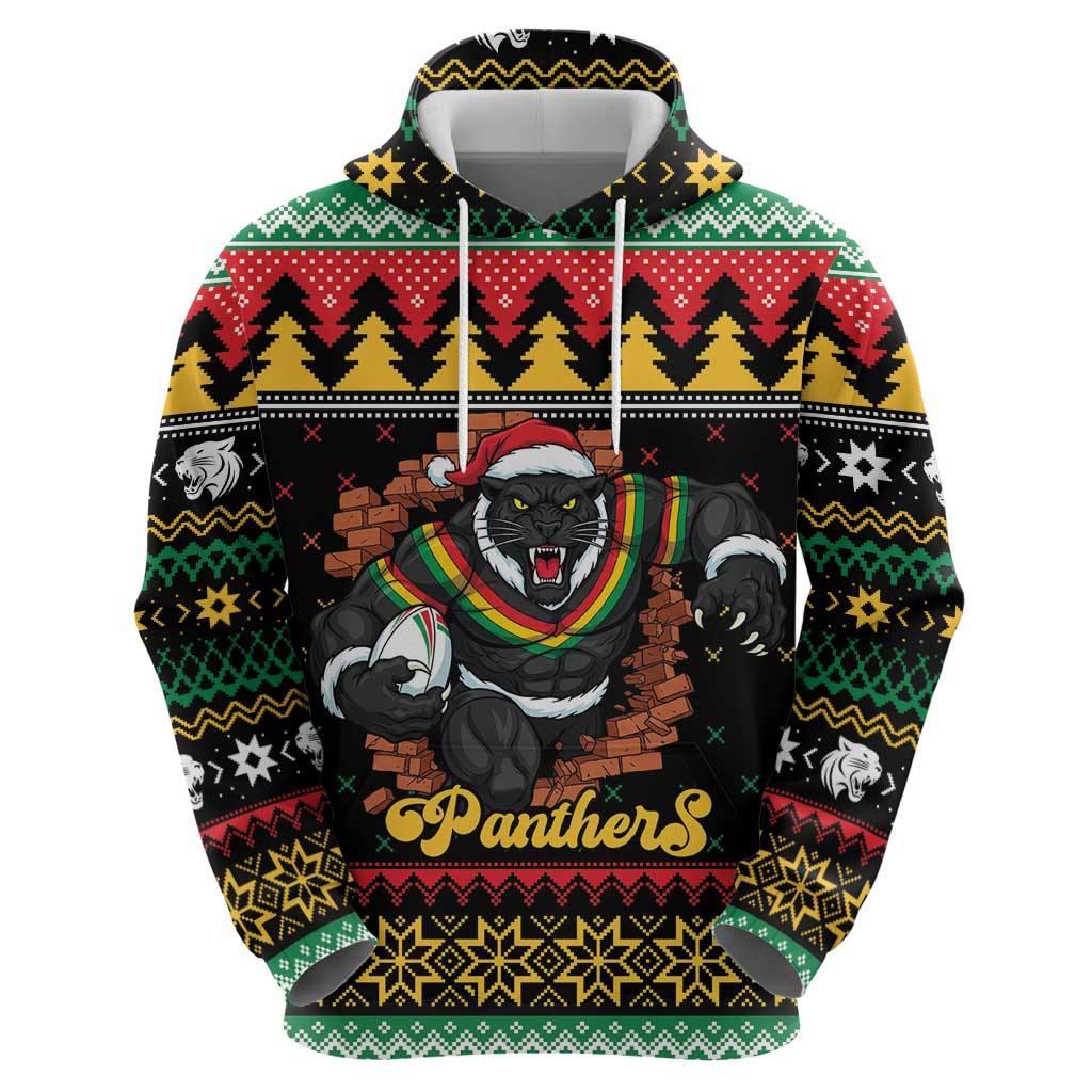 Merry Panther Roar Personalized Hoodie Christmas Rugby League Spirit - Aussie Hoodie