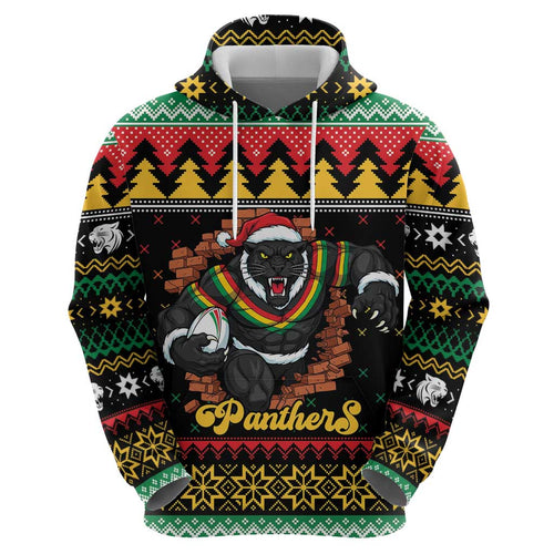 Merry Panther Roar Personalized Hoodie Christmas Rugby League Spirit - Aussie Hoodie