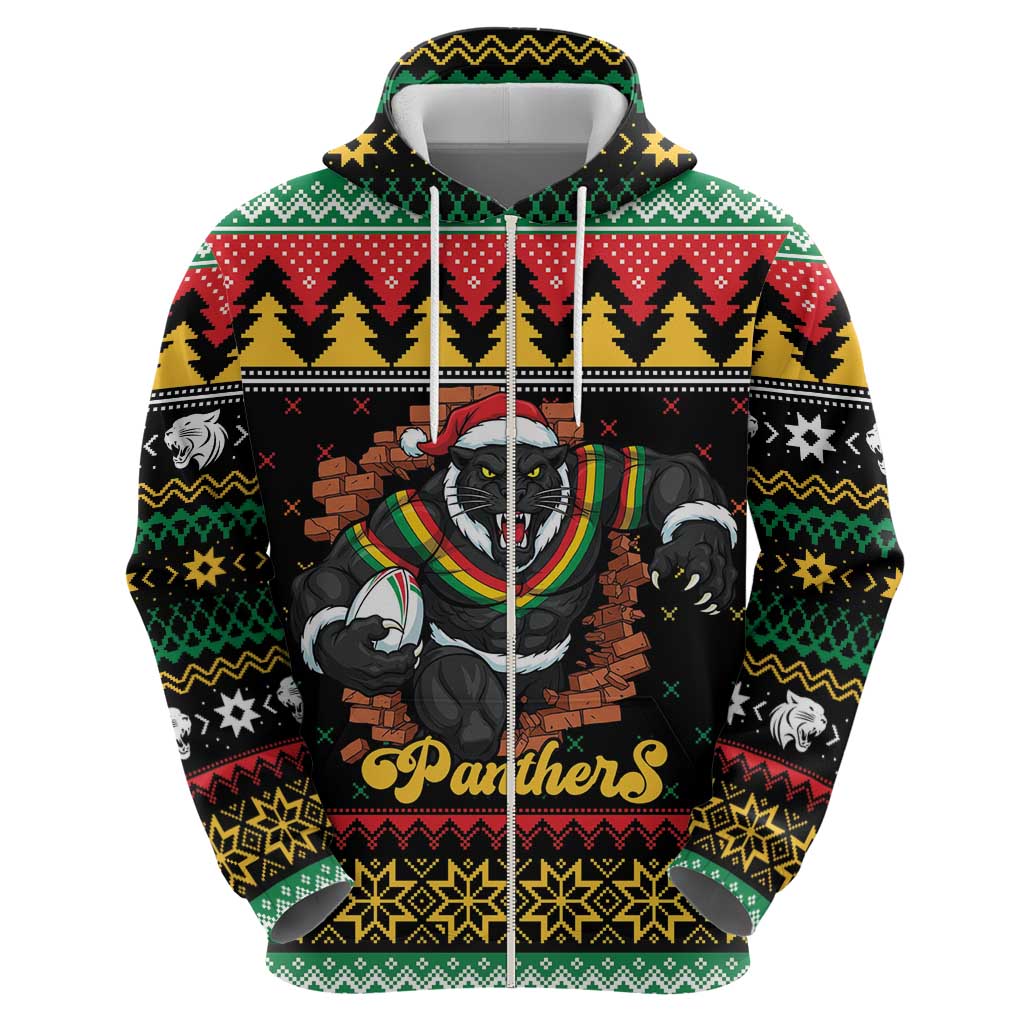 Merry Panther Roar Personalized Hoodie Christmas Rugby League Spirit - Aussie Hoodie