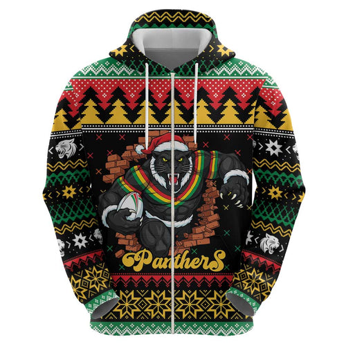 Merry Panther Roar Personalized Hoodie Christmas Rugby League Spirit - Aussie Hoodie