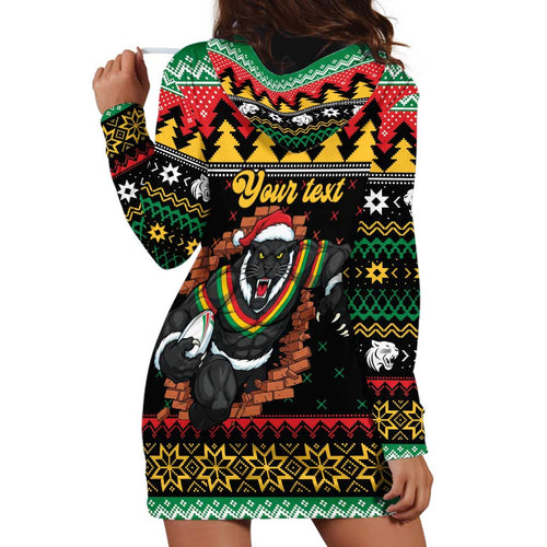 Merry Panther Roar Personalized Hoodie Dress Christmas Rugby League Spirit - Aussie Hoodie