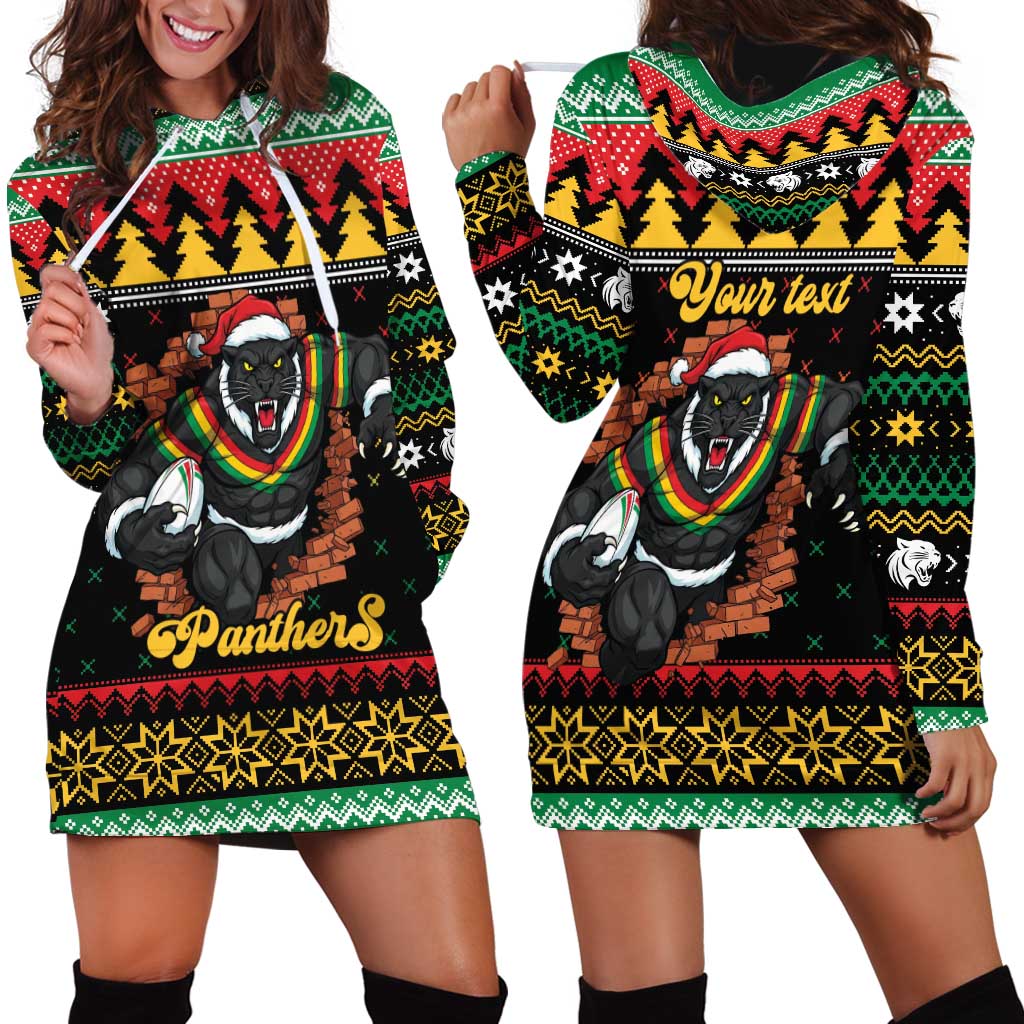 Merry Panther Roar Personalized Hoodie Dress Christmas Rugby League Spirit - Aussie Hoodie