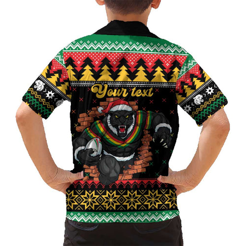 Merry Panther Roar Personalized Kid Hawaiian Shirt Christmas Rugby League Spirit - Aussie Hoodie